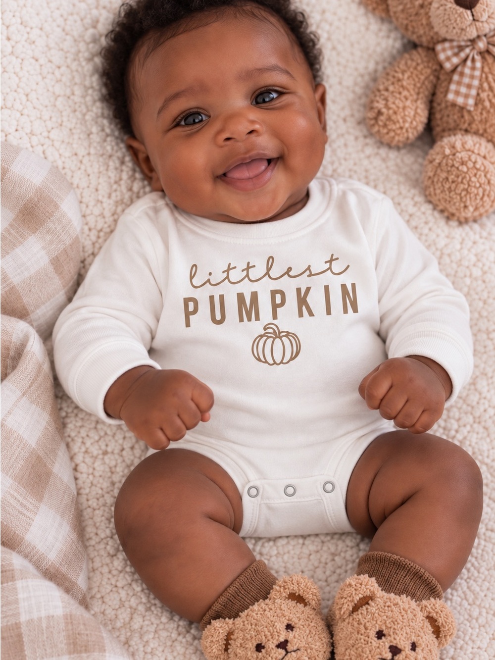 Littlest Pumpkin White Onesie- 3-6m